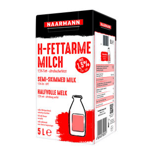 Naarmann H-Milch 1.5% Fett 5l Bag in Box